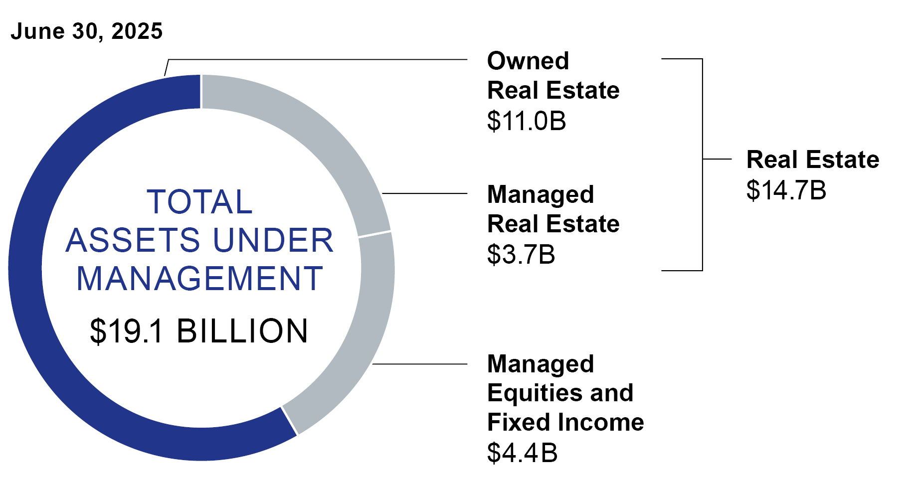 This pie chart shows the total assets under management.