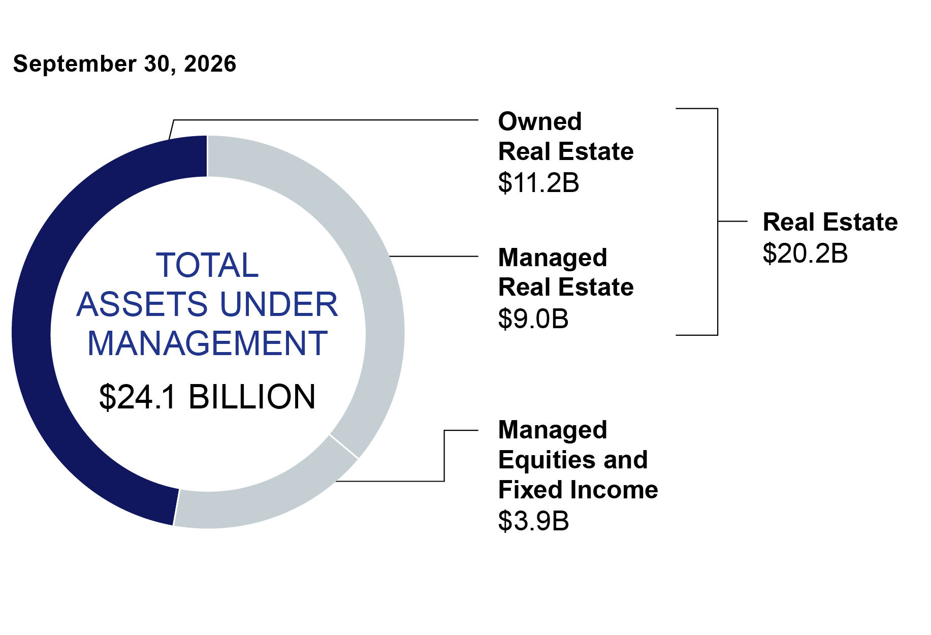 This pie chart shows the total assets under management.